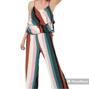 Jumpsuit by LE LIS Los Angeles women’s small sexy flowy wide leg multi striped